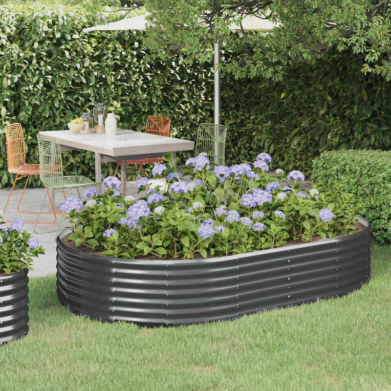 vidaXL Garden Raised Bed Galvanised Steel 214x140x36 cm Anthracite