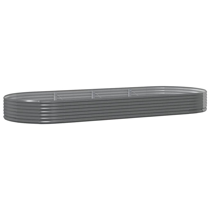 vidaXL Garden Raised Bed Galvanised Steel 373x140x36 cm Grey