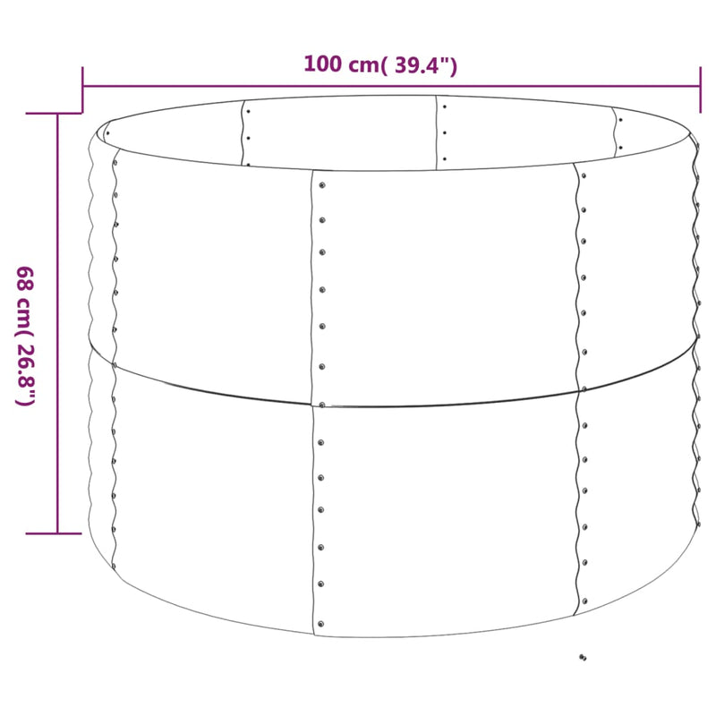 vidaXL Garden Raised Bed Galvanised Steel 100x100x68 cm Grey