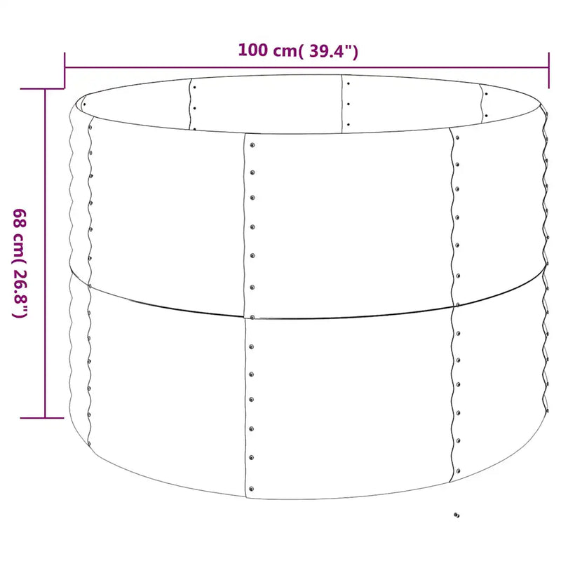 Garden Raised Bed Galvanised Steel 100x100x68 cm Grey