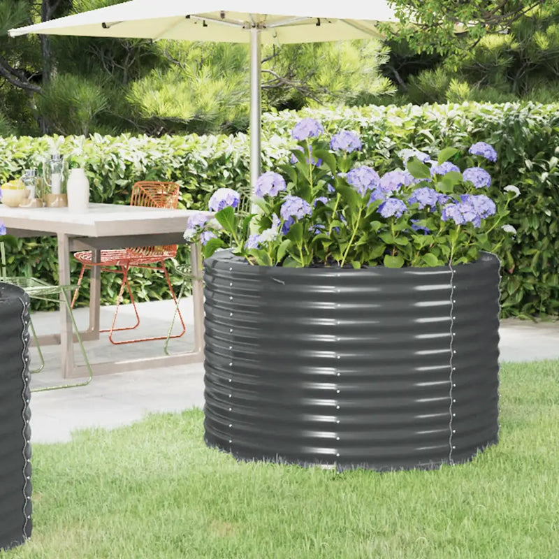 Garden Raised Bed Galvanised Steel 100x100x68 cm Anthracite