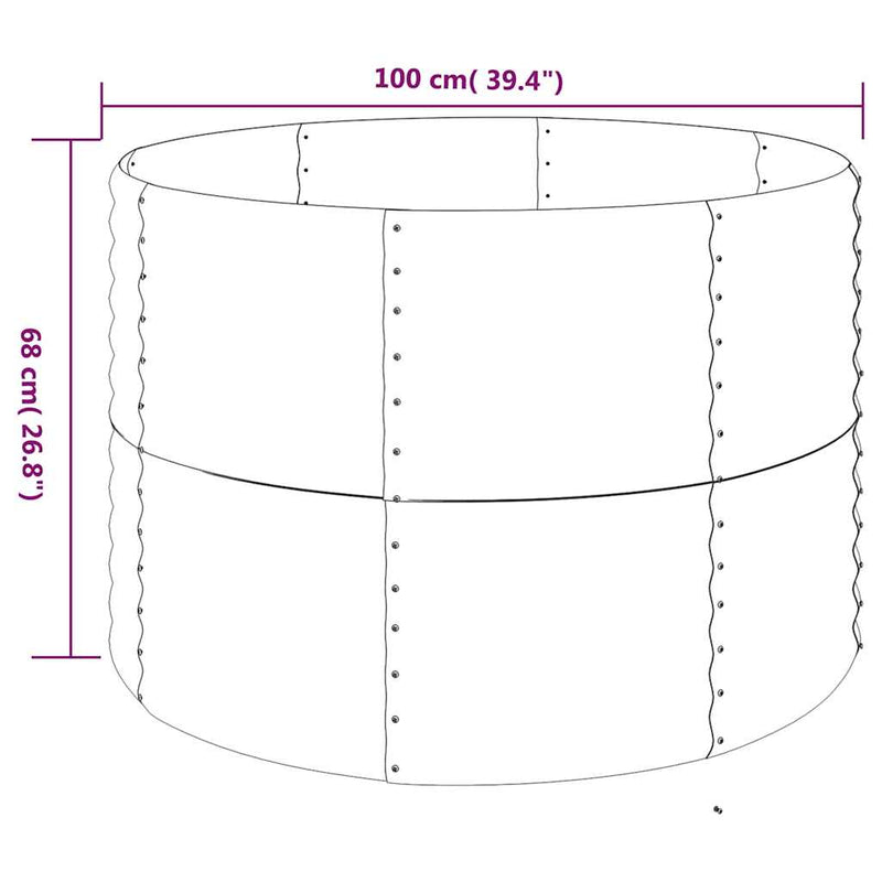 vidaXL Garden Raised Bed Galvanised Steel 100x100x68 cm Silver