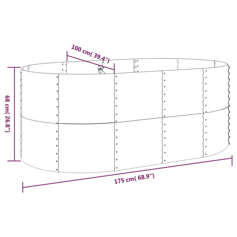 vidaXL Garden Raised Bed Galvanised Steel 175x100x68 cm Grey