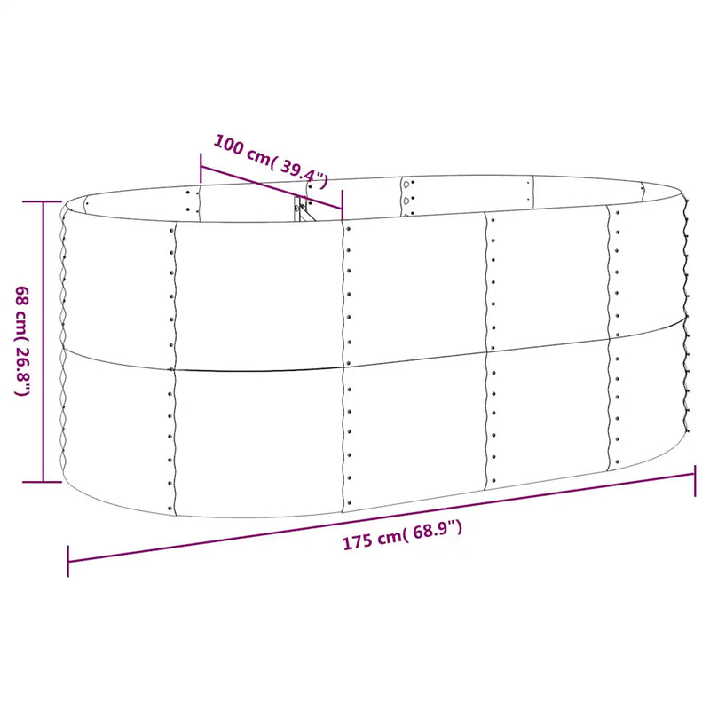 Garden Raised Bed Galvanised Steel 175x100x68 cm Anthracite
