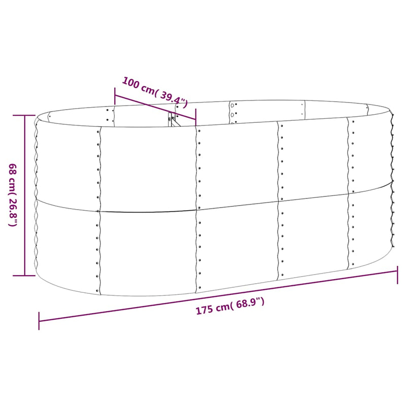 vidaXL Garden Raised Bed Galvanised Steel 175x100x68 cm Anthracite
