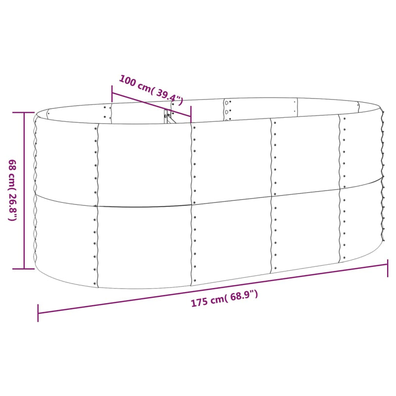 vidaXL Garden Raised Bed Galvanised Steel 175x100x68 cm Silver