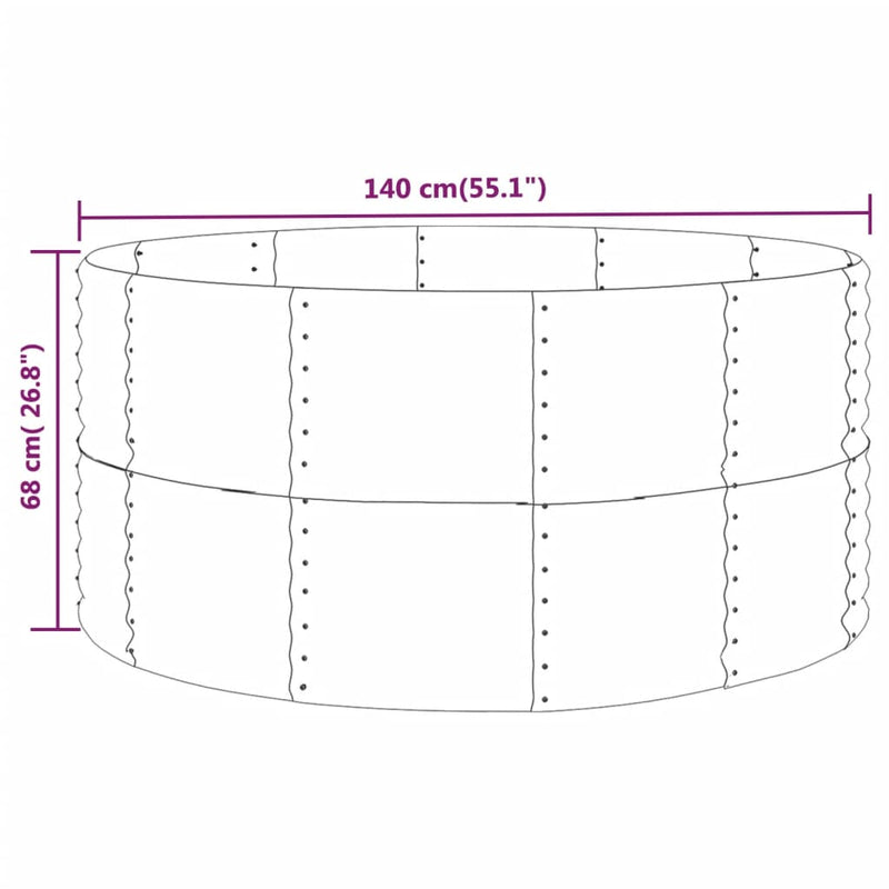 vidaXL Garden Raised Bed Grey 140x140x68 cm Galvanised Steel