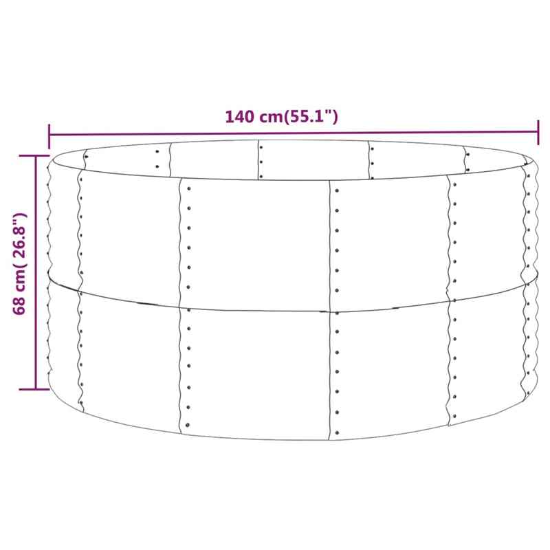 vidaXL Garden Raised Bed Brown 140x140x68 cm Galvanised Steel