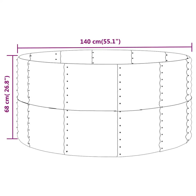 Garden Raised Bed Anthracite 140x140x68 cm Galvanised Steel