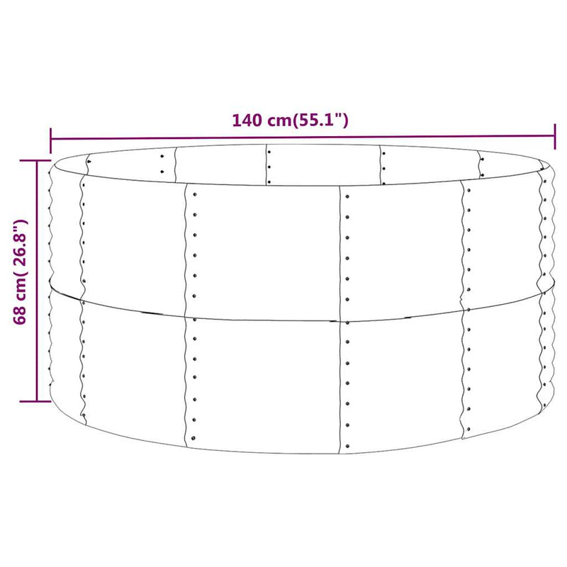 vidaXL Garden Raised Bed Anthracite 140x140x68 cm Galvanised Steel