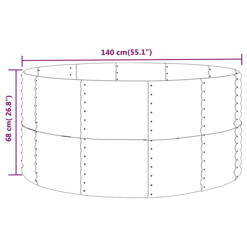 Garden Raised Bed Silver 140x140x68 cm Galvanised Steel