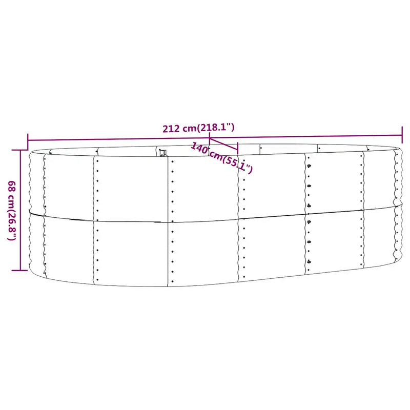 Garden Raised Bed Anthracite 212x140x68 cm Galvanised Steel