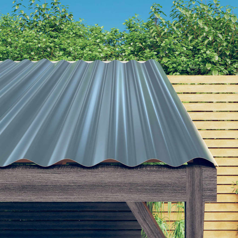 vidaXL Roof Panels 12 pcs Galvanised Steel Grey 60x36 cm