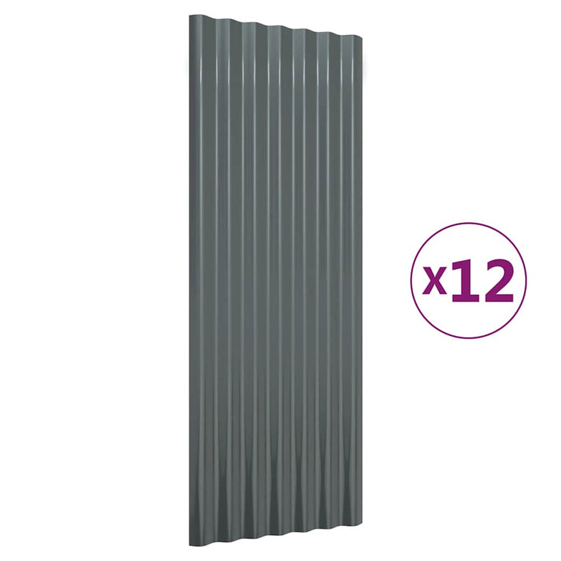 vidaXL Roof Panels 12 pcs Galvanised Steel Anthracite 100x36 cm