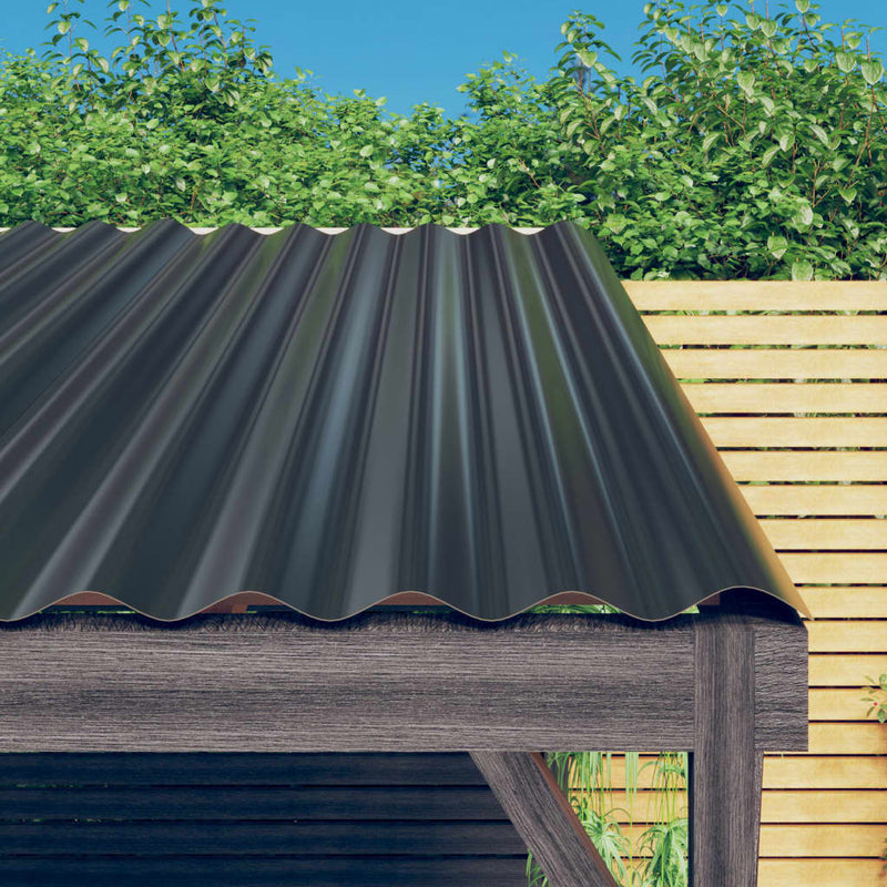 vidaXL Roof Panels 12 pcs Galvanised Steel Anthracite 100x36 cm