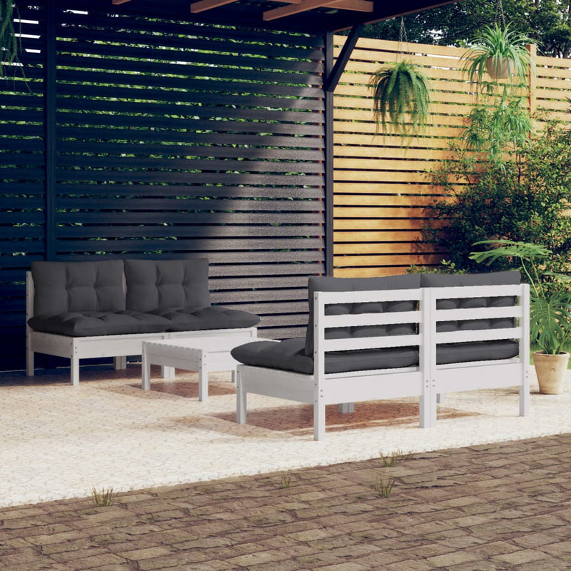 vidaXL 5 Piece Garden Lounge Set with Anthracite Cushions Pinewood