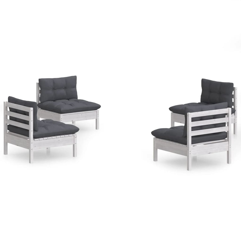 vidaXL 4 Piece Garden Lounge Set with Anthracite Cushions Pinewood