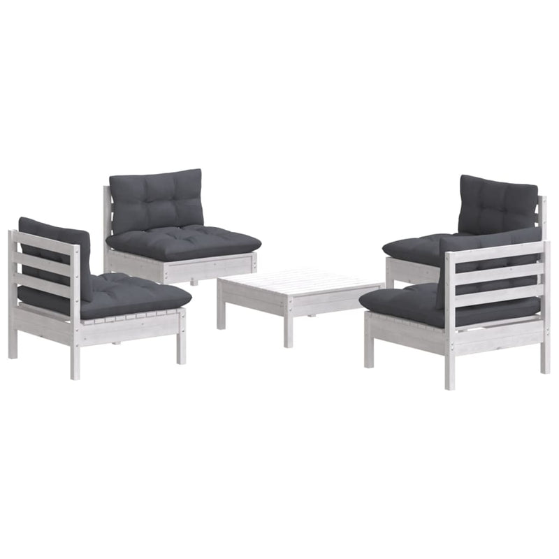 vidaXL 5 Piece Garden Lounge Set with Anthracite Cushions Pinewood