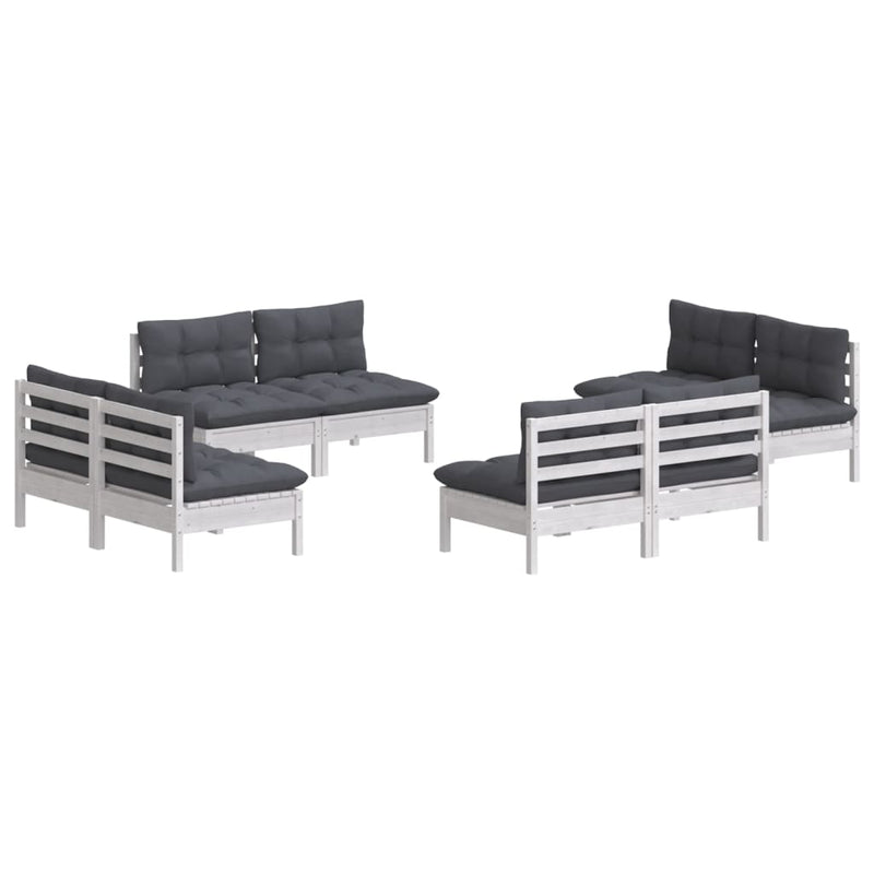vidaXL 8 Piece Garden Lounge Set with Anthracite Cushions Pinewood
