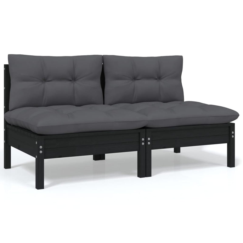 vidaXL 13 Piece Garden Lounge Set with Anthracite Cushions Pinewood