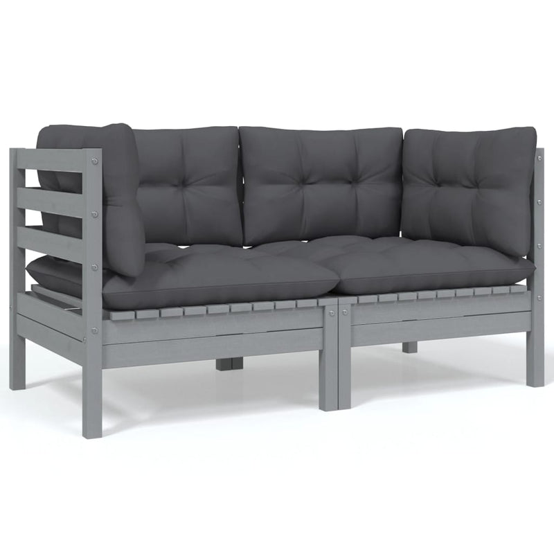 vidaXL 8 Piece Garden Lounge Set with Anthracite Cushions Pinewood