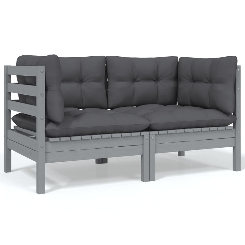 vidaXL 9 Piece Garden Lounge Set with Anthracite Cushions Pinewood