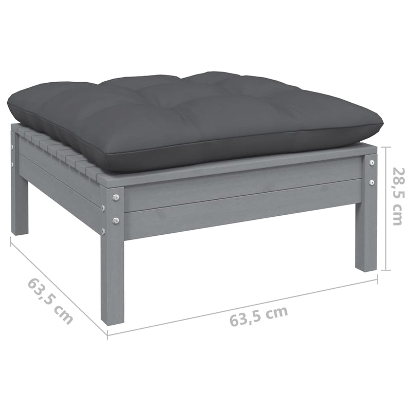 vidaXL 9 Piece Garden Lounge Set with Anthracite Cushions Pinewood