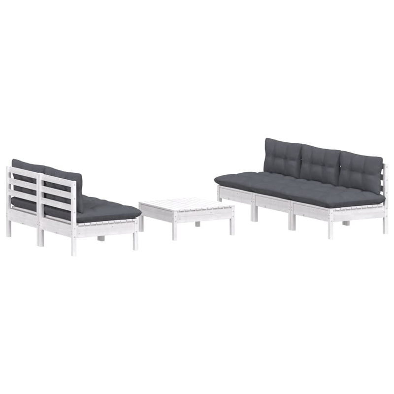 vidaXL 6 Piece Garden Lounge Set with Anthracite Cushions Pinewood