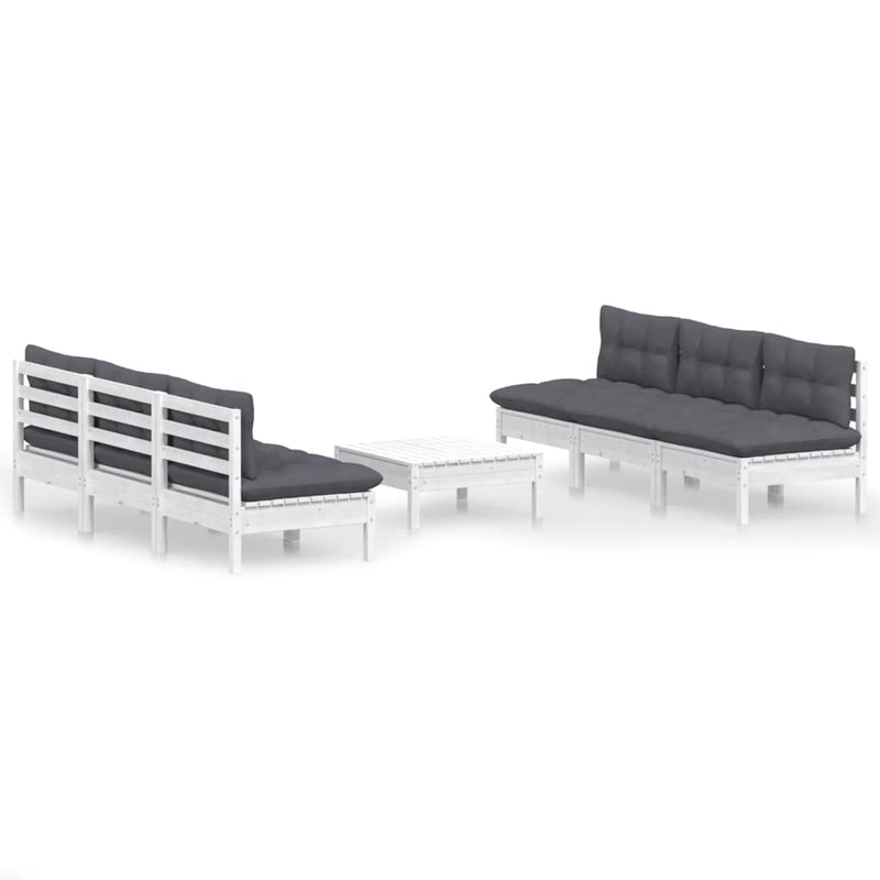 vidaXL 7 Piece Garden Lounge Set with Anthracite Cushions Pinewood