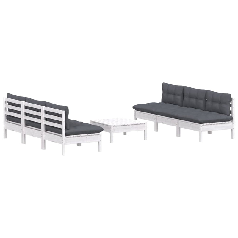 vidaXL 7 Piece Garden Lounge Set with Anthracite Cushions Pinewood