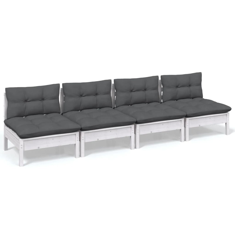 4-Seater Garden Sofa with Anthracite Cushions Solid Pinewood