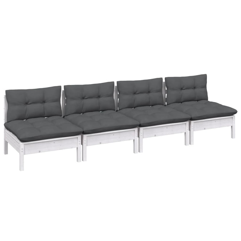 4-Seater Garden Sofa with Anthracite Cushions Solid Pinewood