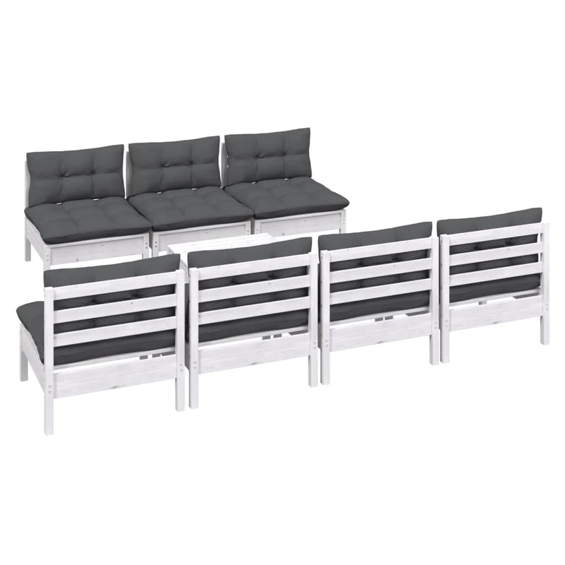 vidaXL 8 Piece Garden Lounge Set with Anthracite Cushions Pinewood