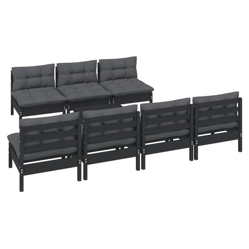 vidaXL 8 Piece Garden Lounge Set with Anthracite Cushions Pinewood