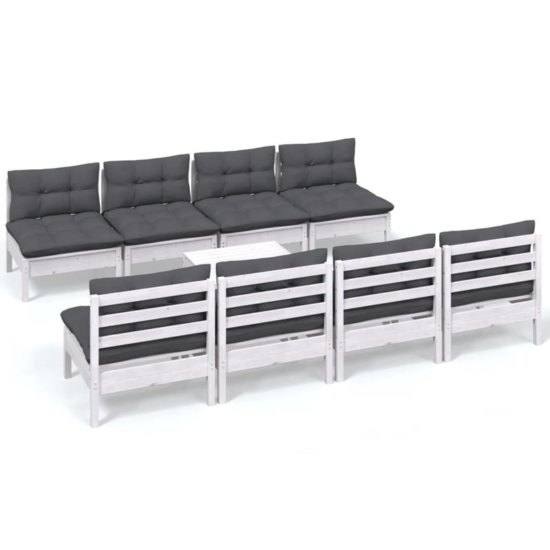 vidaXL 9 Piece Garden Lounge Set with Cushions Solid Pinewood