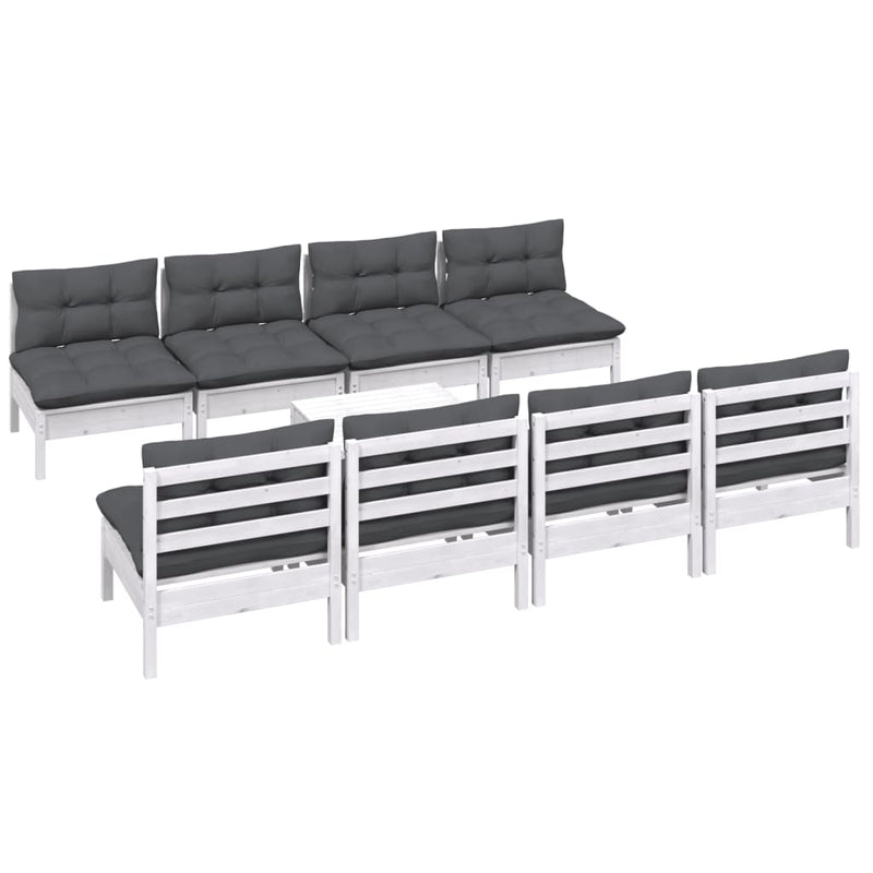 vidaXL 9 Piece Garden Lounge Set with Cushions Solid Pinewood