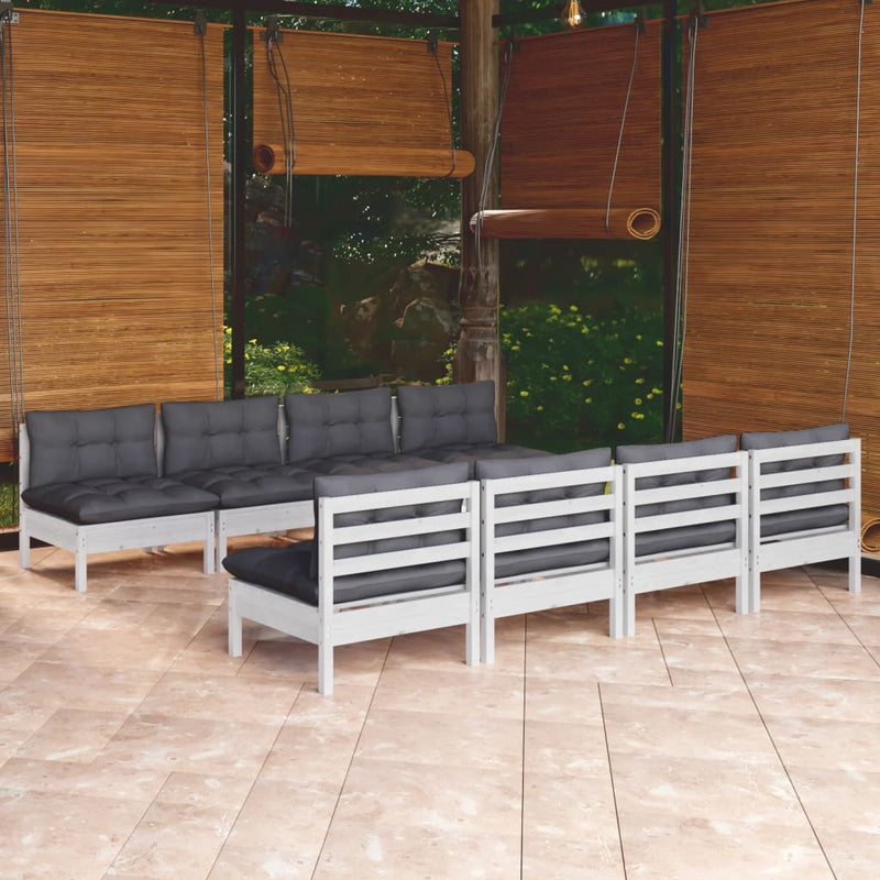 vidaXL 9 Piece Garden Lounge Set with Cushions Solid Pinewood