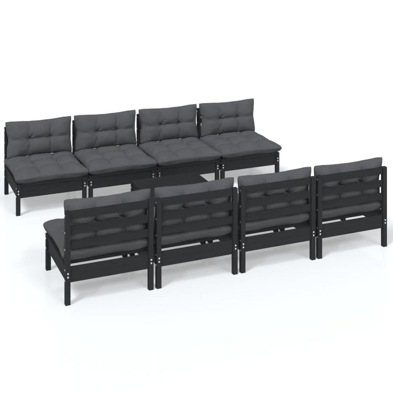 vidaXL 9 Piece Garden Lounge Set with Cushions Solid Pinewood