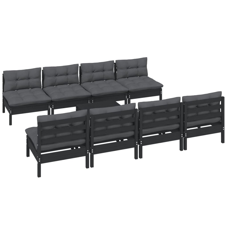 vidaXL 9 Piece Garden Lounge Set with Cushions Solid Pinewood