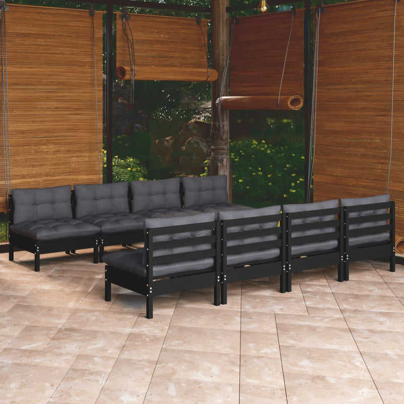 vidaXL 9 Piece Garden Lounge Set with Cushions Solid Pinewood