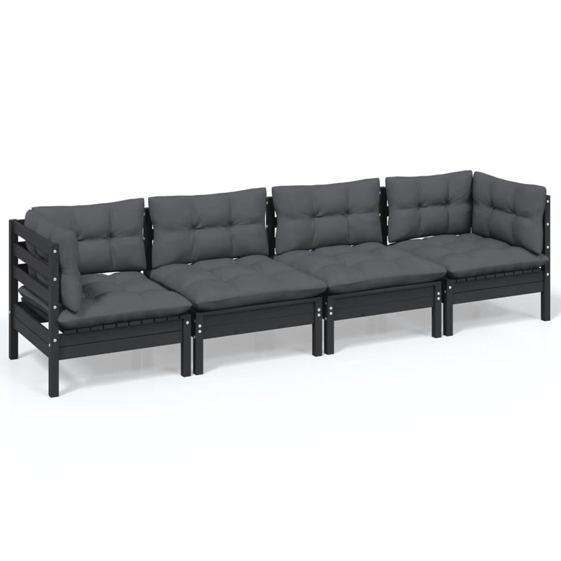 vidaXL 4 Piece Garden Lounge Set with Cushions Solid Pinewood