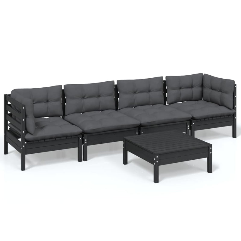 vidaXL 5 Piece Garden Lounge Set with Cushions Solid Pinewood
