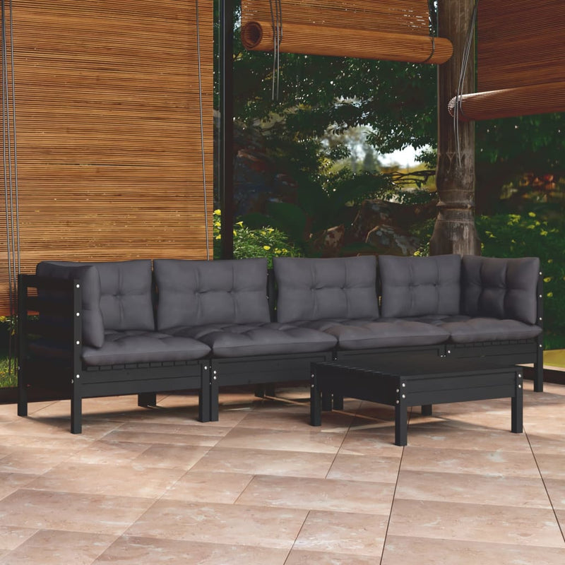 vidaXL 5 Piece Garden Lounge Set with Cushions Solid Pinewood