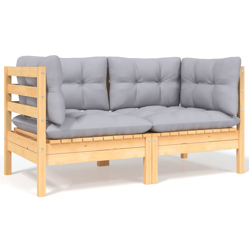 vidaXL 8 Piece Garden Lounge Set with Grey Cushions Solid Pinewood