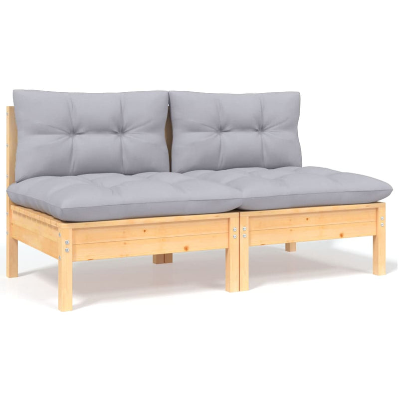 vidaXL 8 Piece Garden Lounge Set with Grey Cushions Solid Pinewood