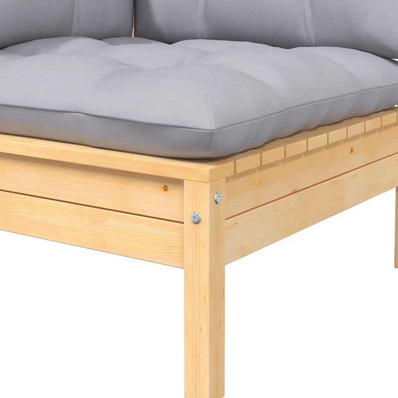 vidaXL 8 Piece Garden Lounge Set with Grey Cushions Solid Pinewood