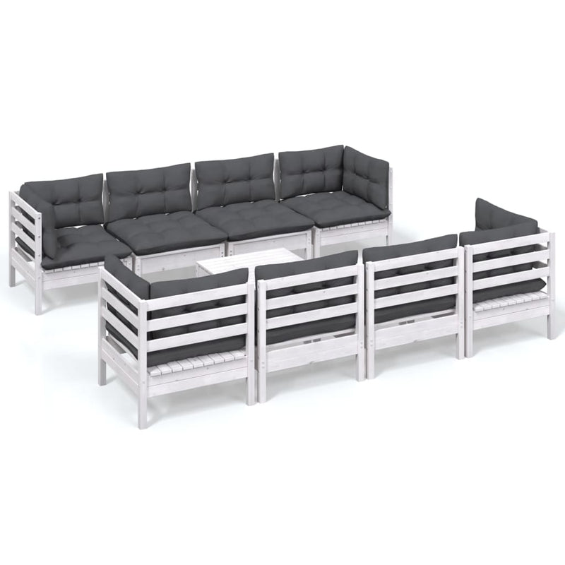 vidaXL 9 Piece Garden Lounge Set with Cushions Solid Pinewood