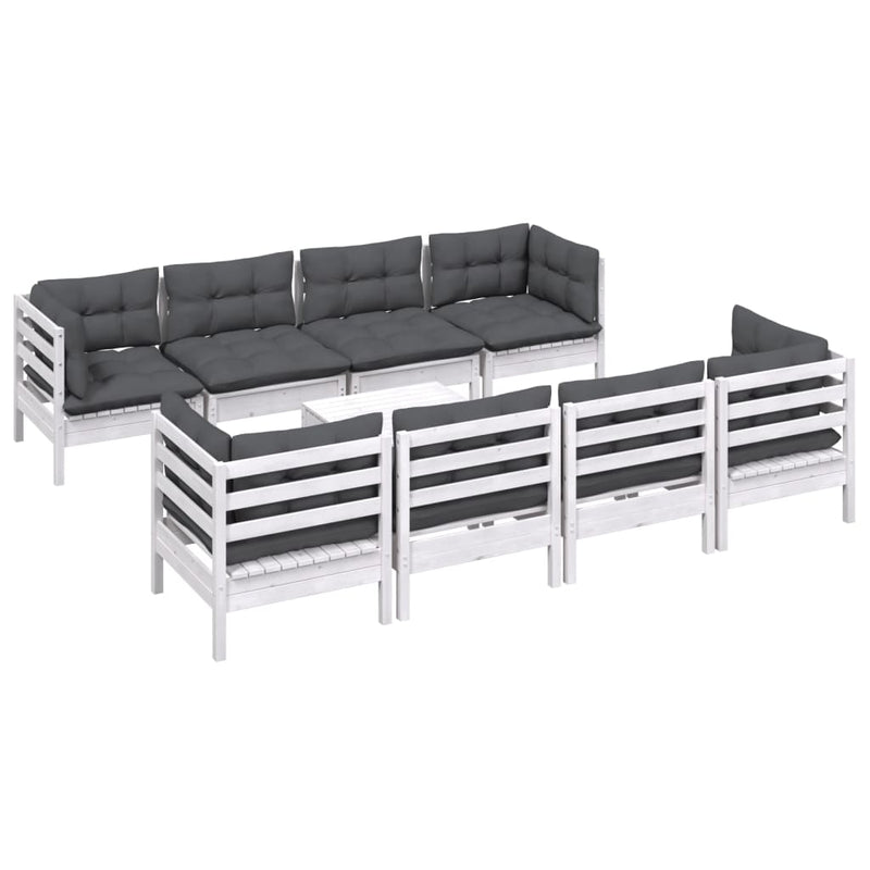 vidaXL 9 Piece Garden Lounge Set with Cushions Solid Pinewood
