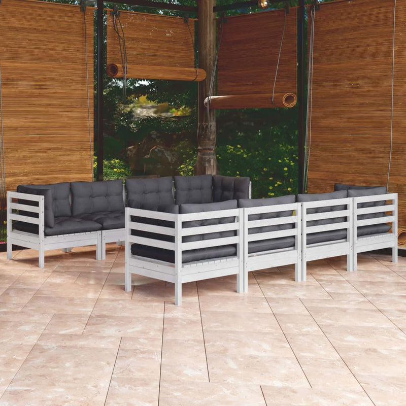 vidaXL 9 Piece Garden Lounge Set with Cushions Solid Pinewood