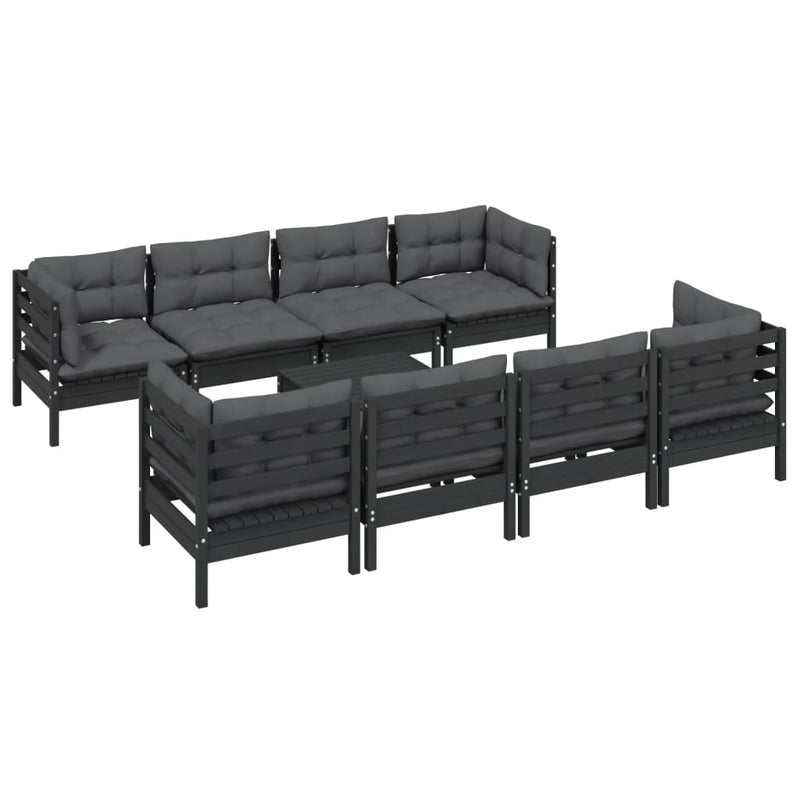 vidaXL 9 Piece Garden Lounge Set with Cushions Solid Pinewood